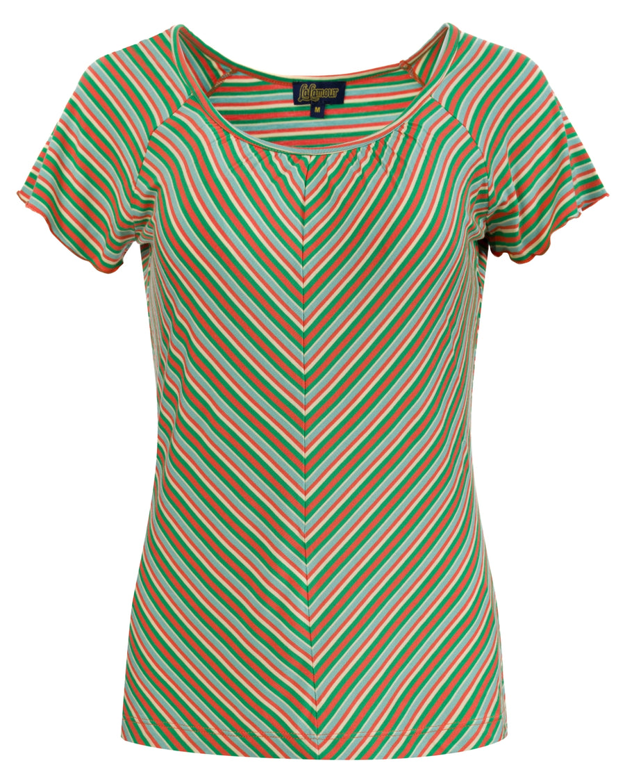 Butterfly top short sleeve | Summer Stripes Green