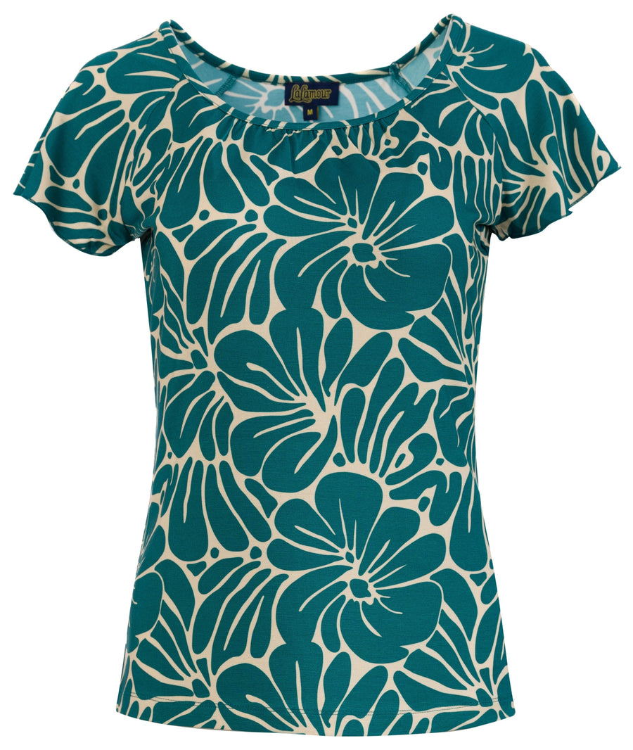 Kurzarm-Top mit Schmetterlingsmotiv | Flower Lake