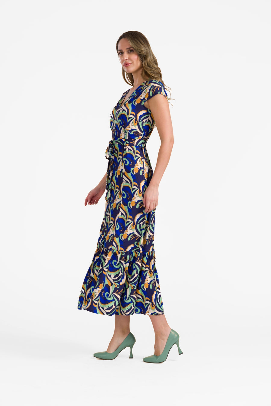Maud maxi dress short sleeve | Abstract