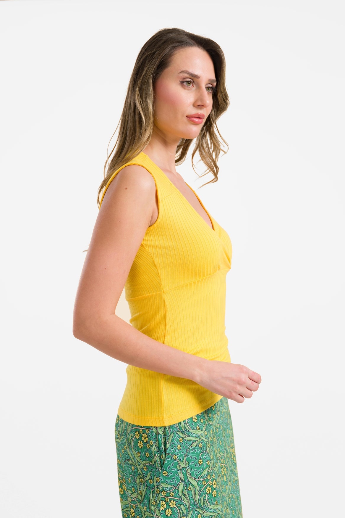 Monroe-Top | Rippengelb