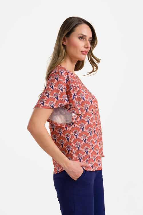 Sophie top short butterfly sleeve | Flower Fan