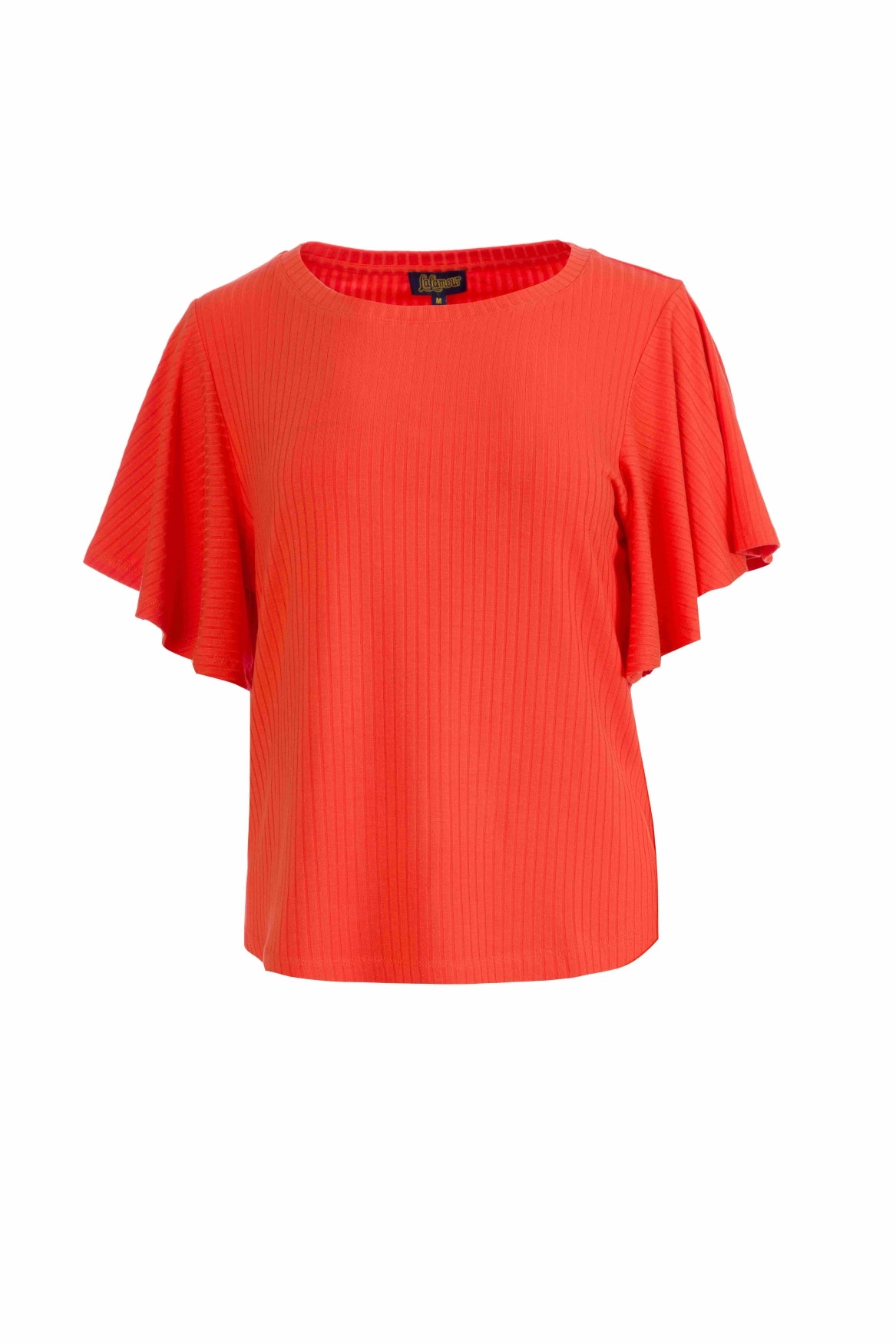 Sophie top met korte vlindermouwen | Rib Oranje Rood
