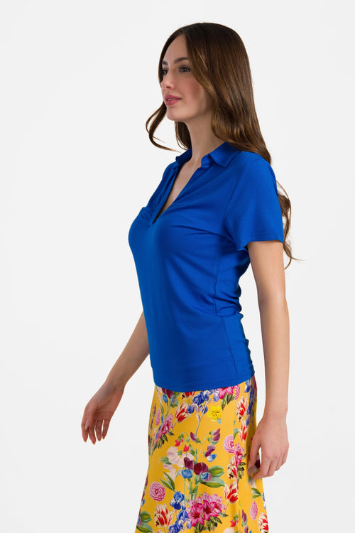 Suzy top short sleeve | Plain Blue