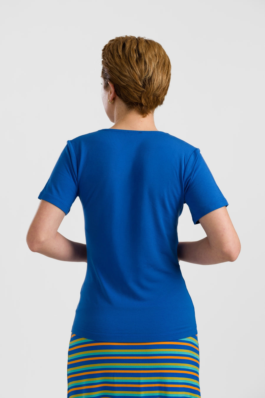 Angela Top Short Sleeve | Plain Blue