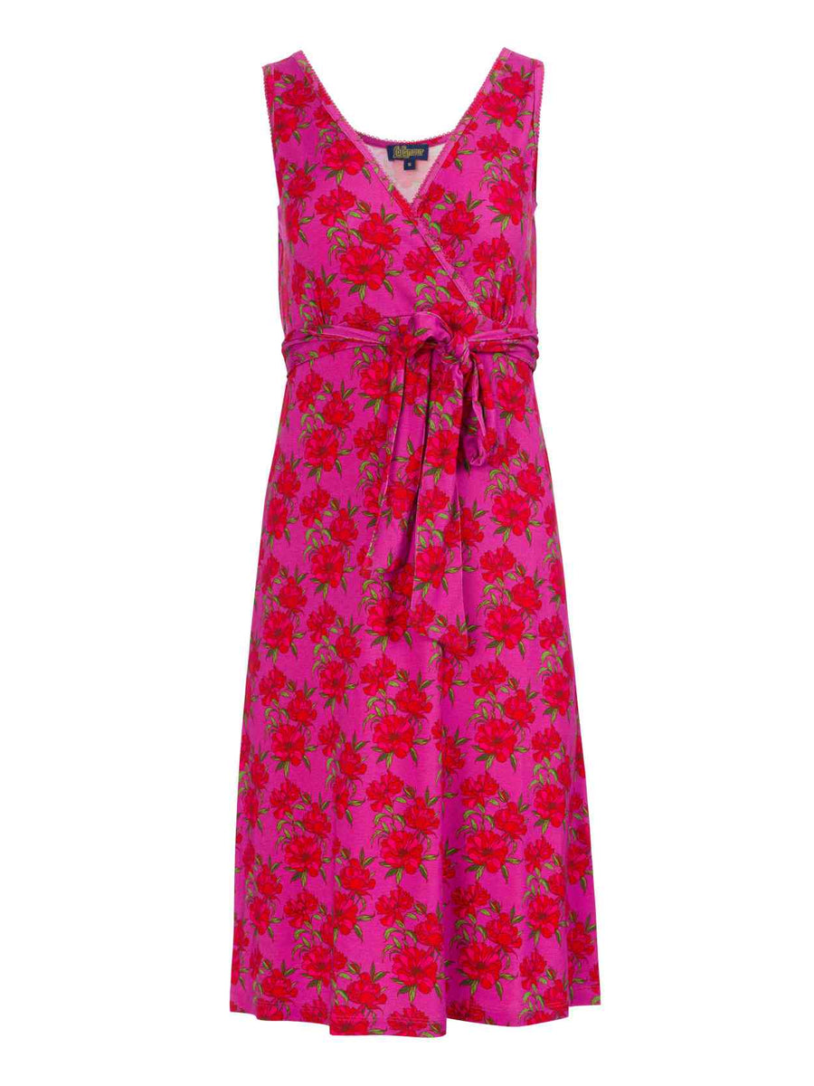 Milly Dress Sleeveless | Fuchsia Flowers