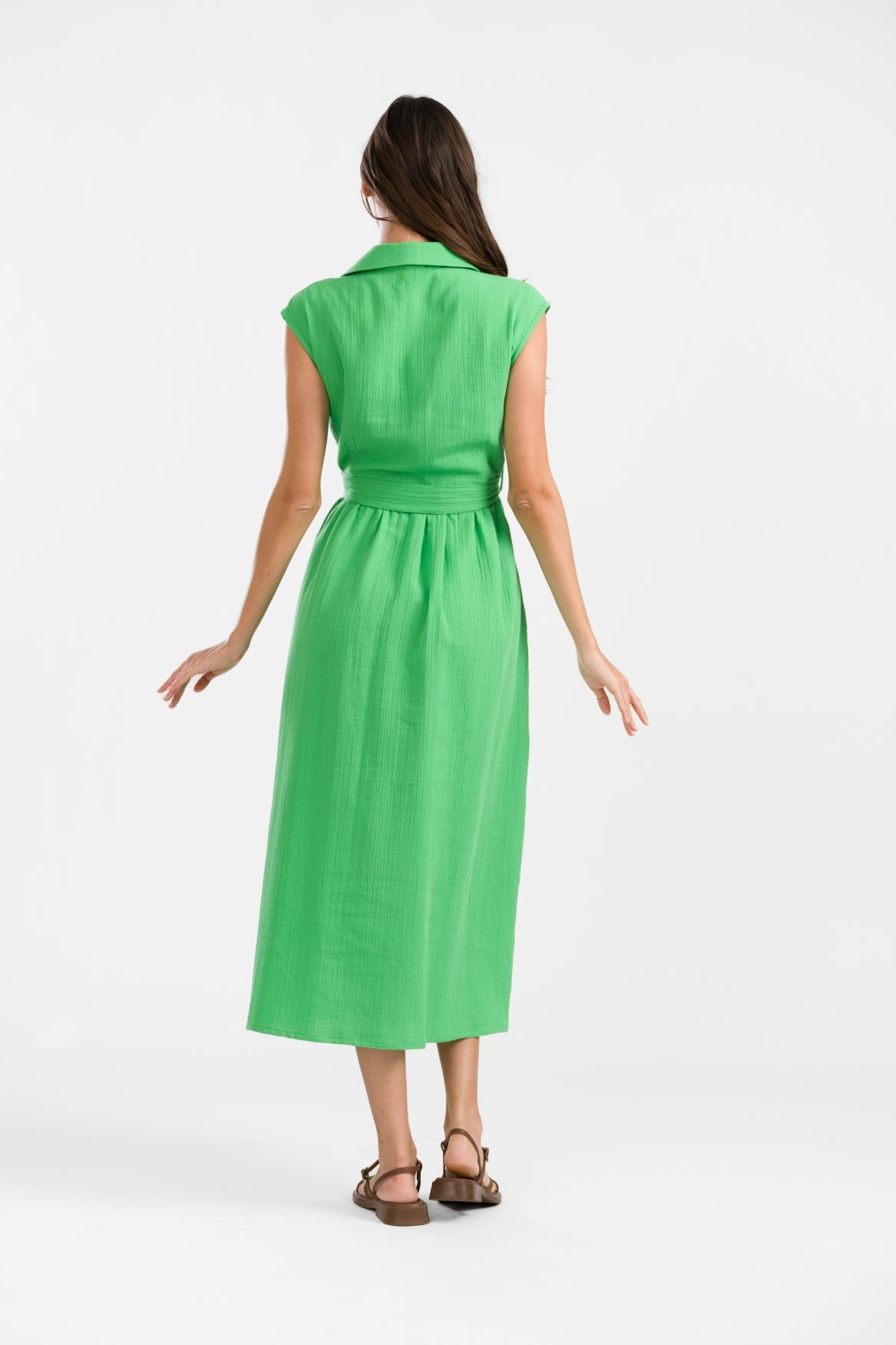 Nikki Dress | Crinkle Green