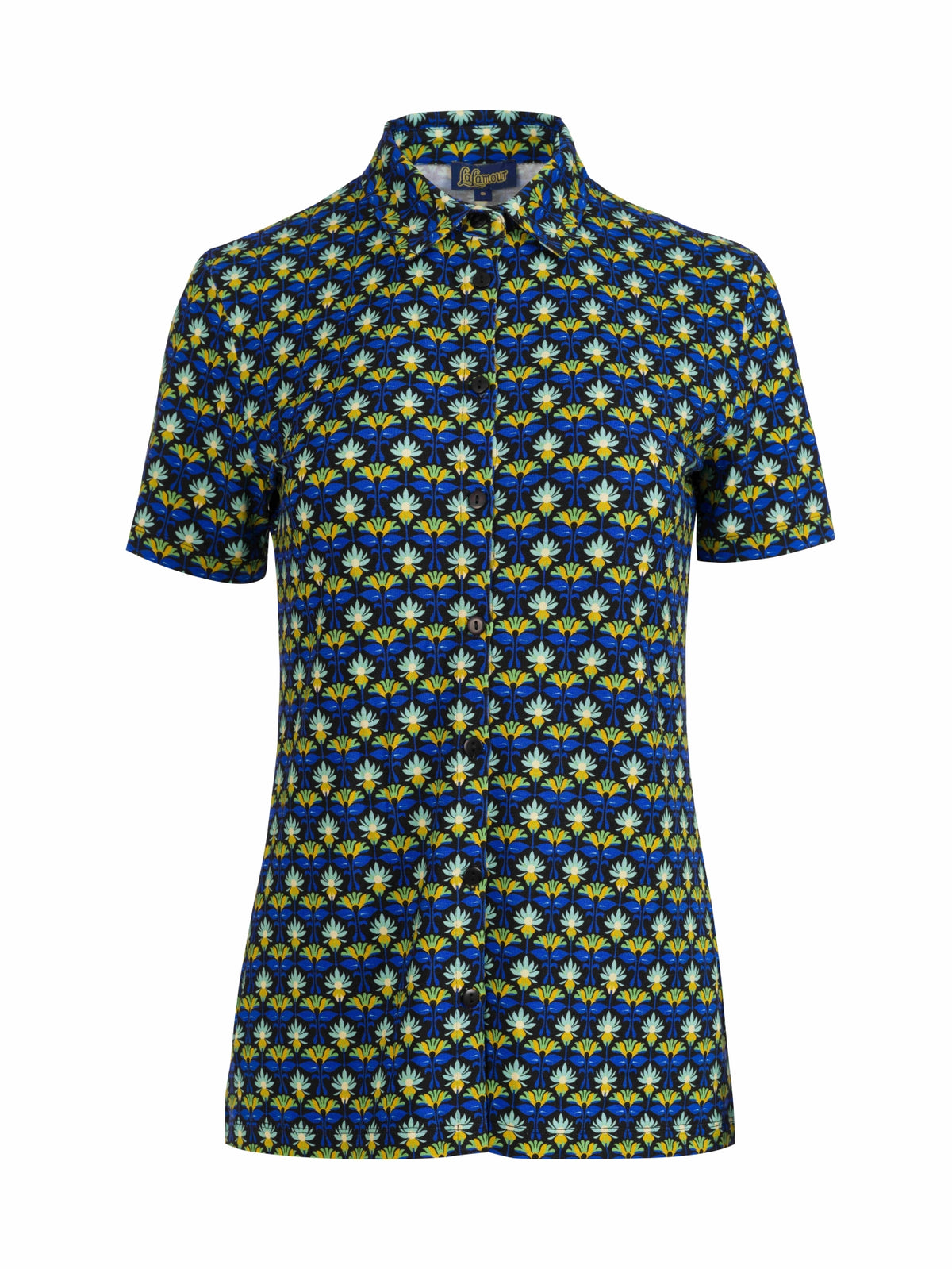 Kurzarmbluse mit Retro-Blumen