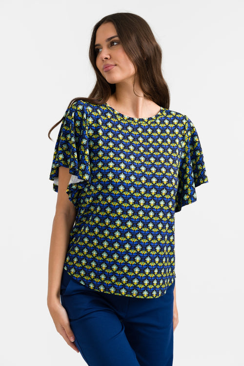 Sophie Top Short Butterfly Sleeve | Retro Flowers