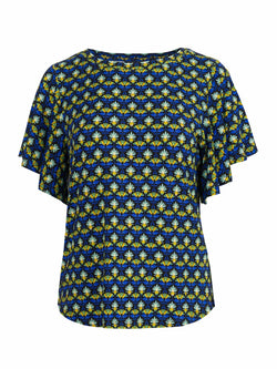 Sophie Top Short Butterfly Sleeve | Retro Flowers