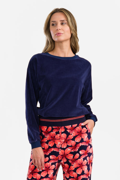 Eileen Top | Velour Plain Blue