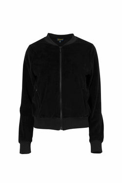 Nora Bomber Jacket | Velour Plain Black