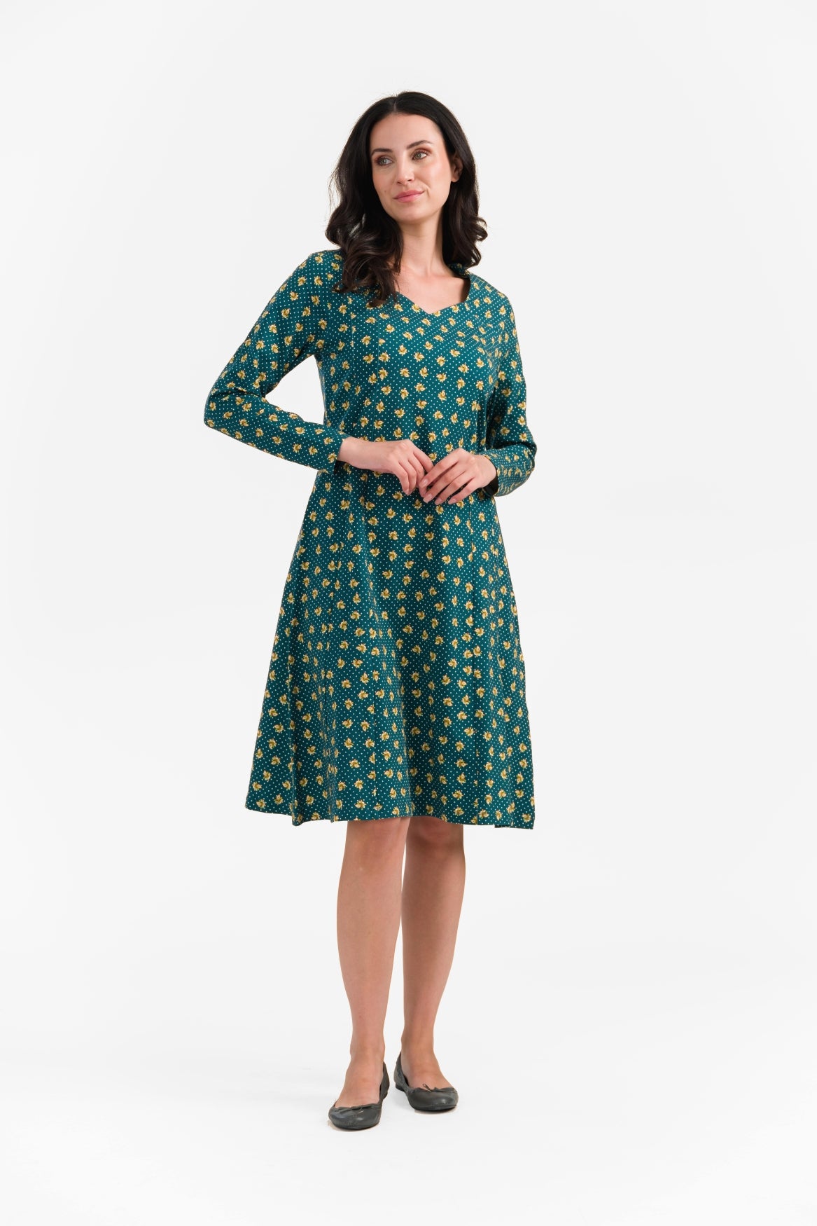 Sandra Dress | Hazel Dot Green