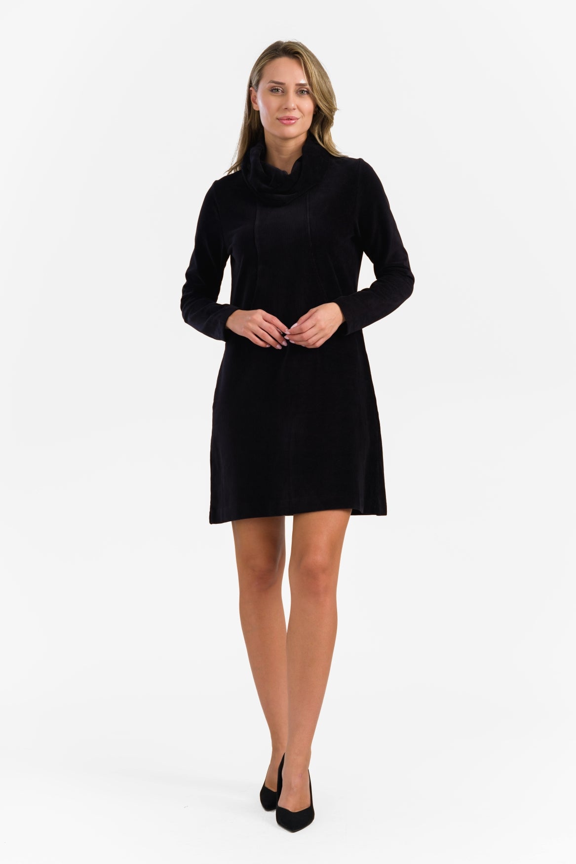Pleun Tunique | Rippvelours einfarbig schwarz