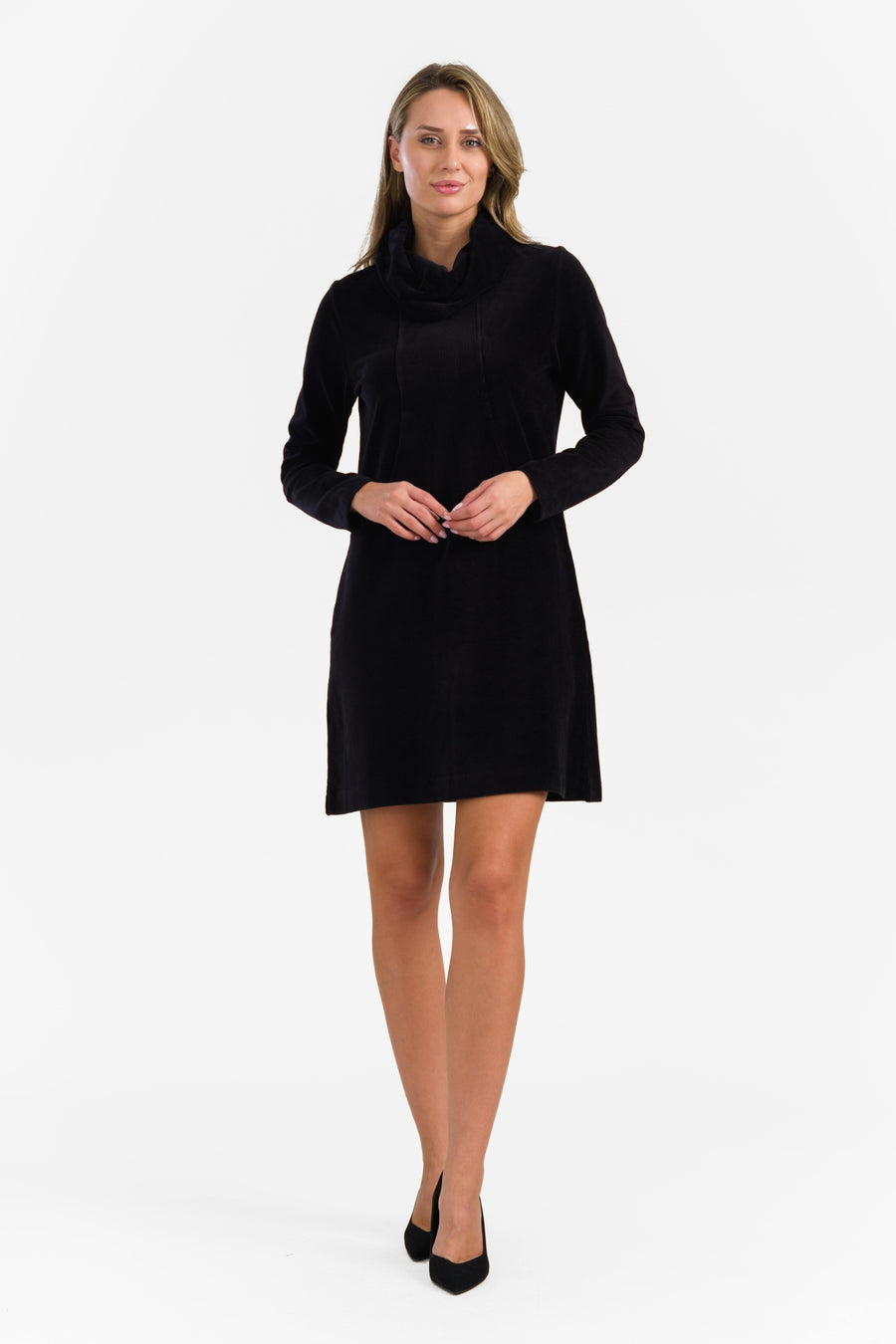 Pleun Tunique | Rippvelours einfarbig schwarz