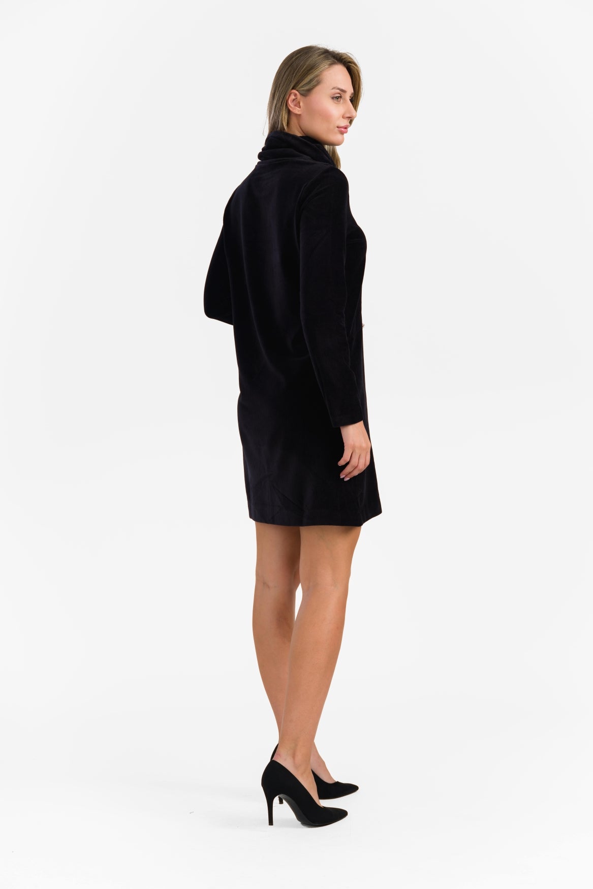 Pleun Tunique | Rippvelours einfarbig schwarz