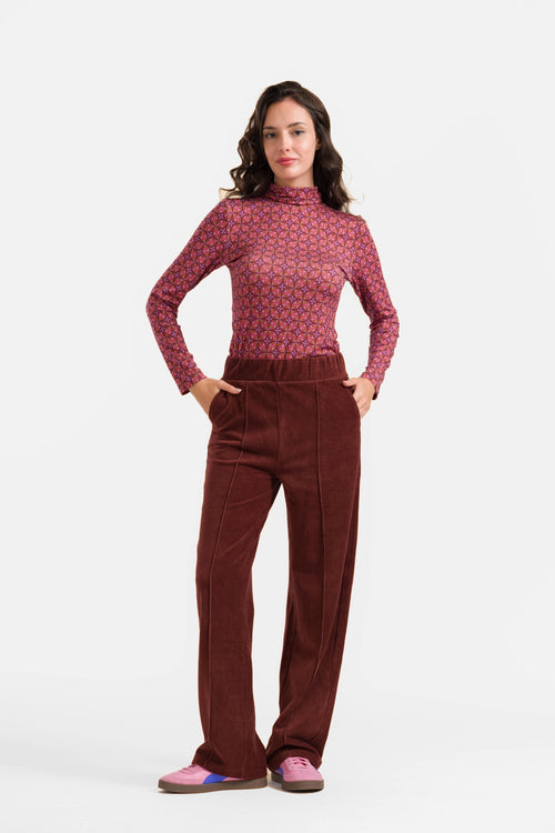 Hailey Trousers | Rib Velour Chocolate