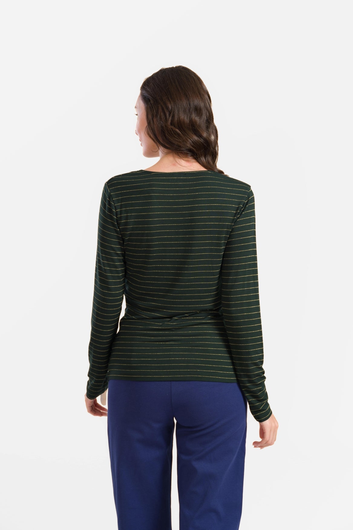 Angela Top | Gestreift Grün-Lurex Gold