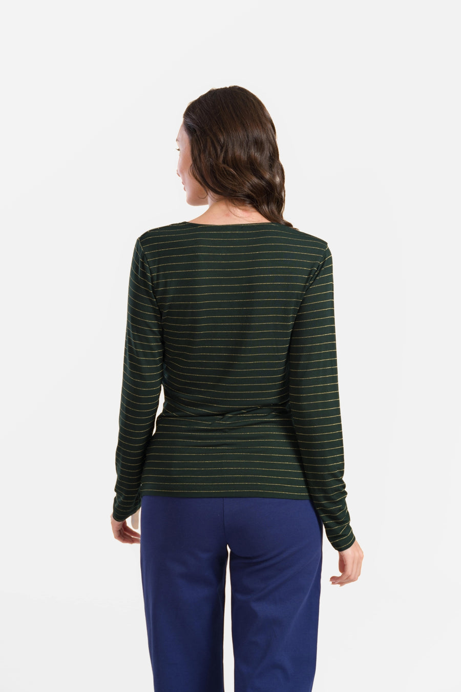 Angela Top | Gestreift Grün-Lurex Gold