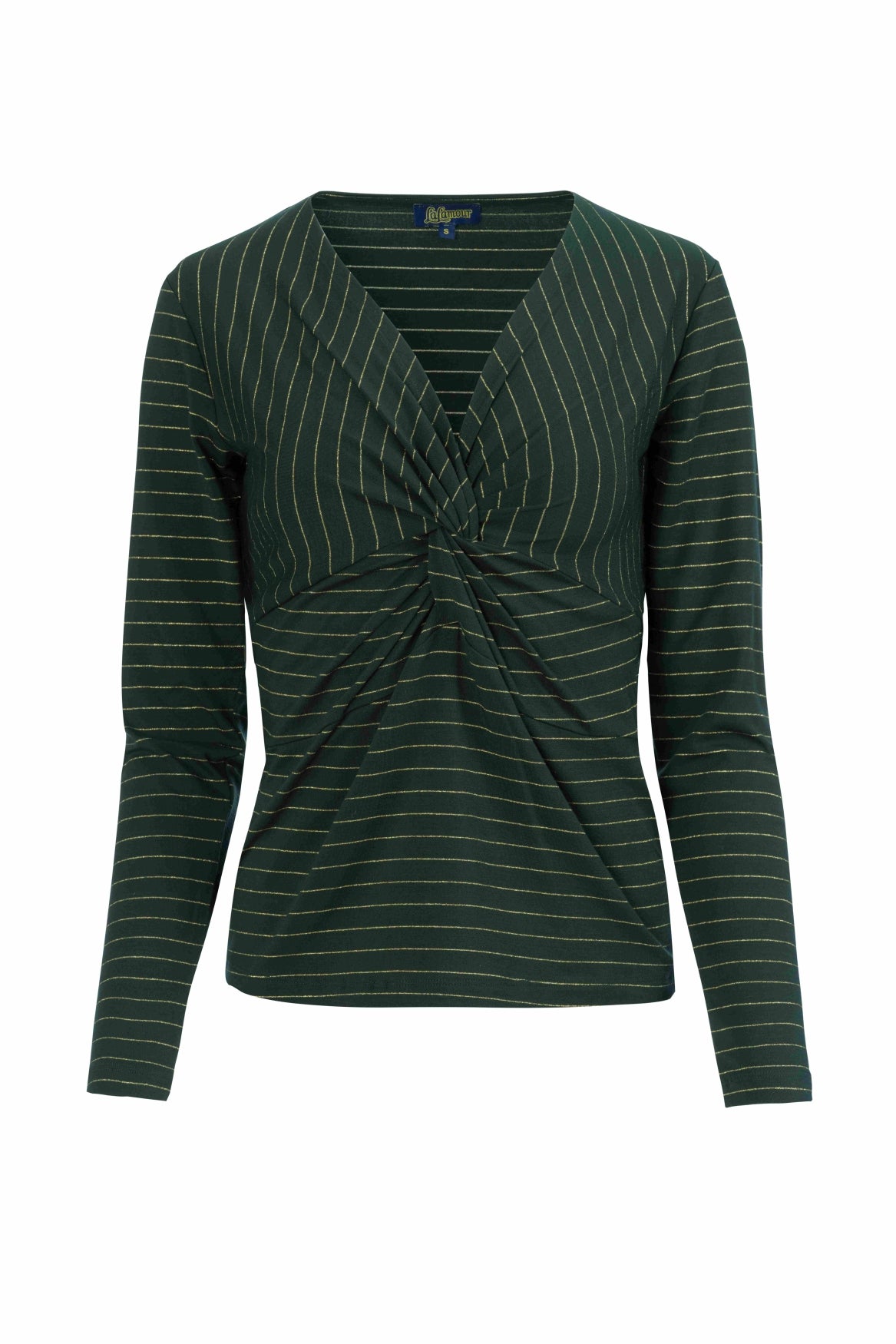Angela Top | Gestreift Grün-Lurex Gold