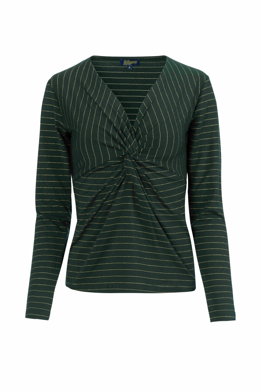 Angela Top | Gestreift Grün-Lurex Gold
