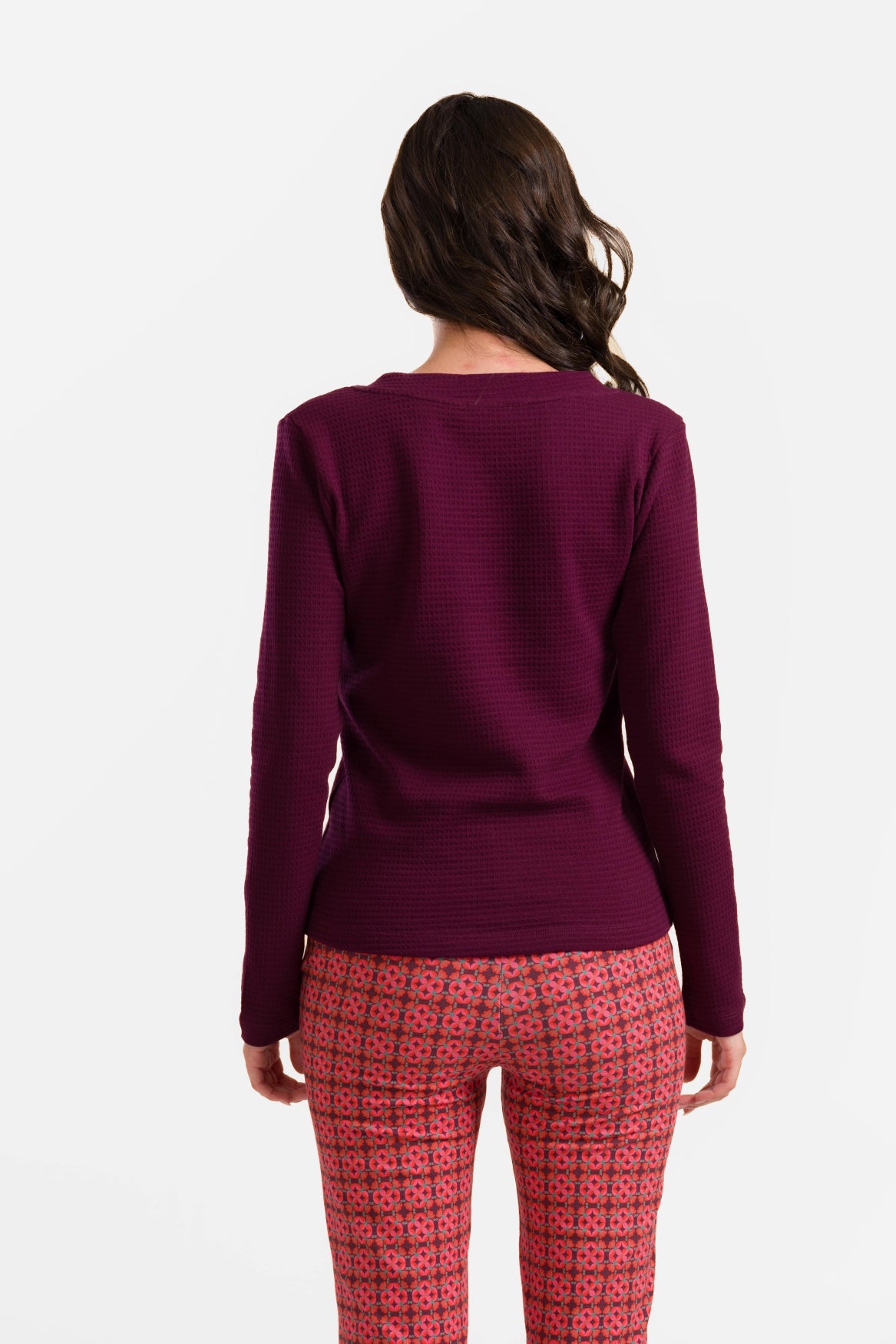 Kelly Top Ls | Waffle Bordeaux