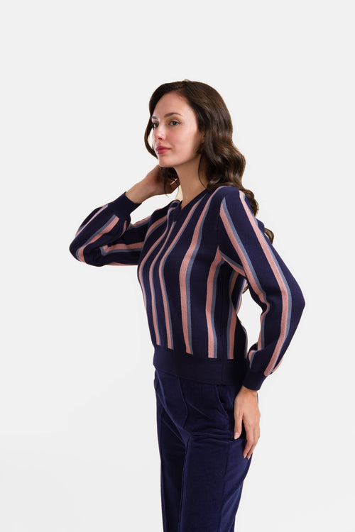 Knitwear Sweater | Blue Stripes