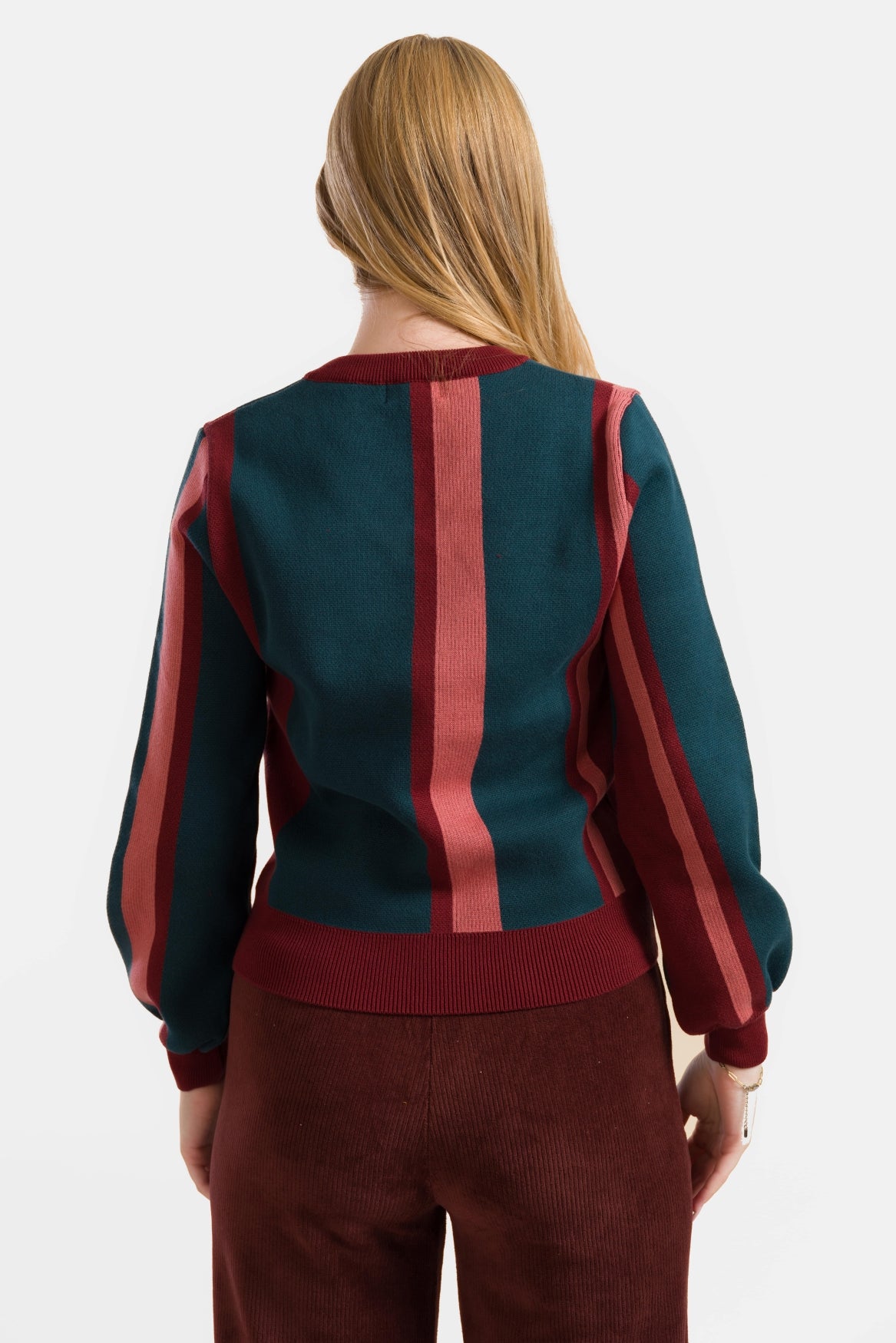 Strickpullover | Bordeaux-Streifen