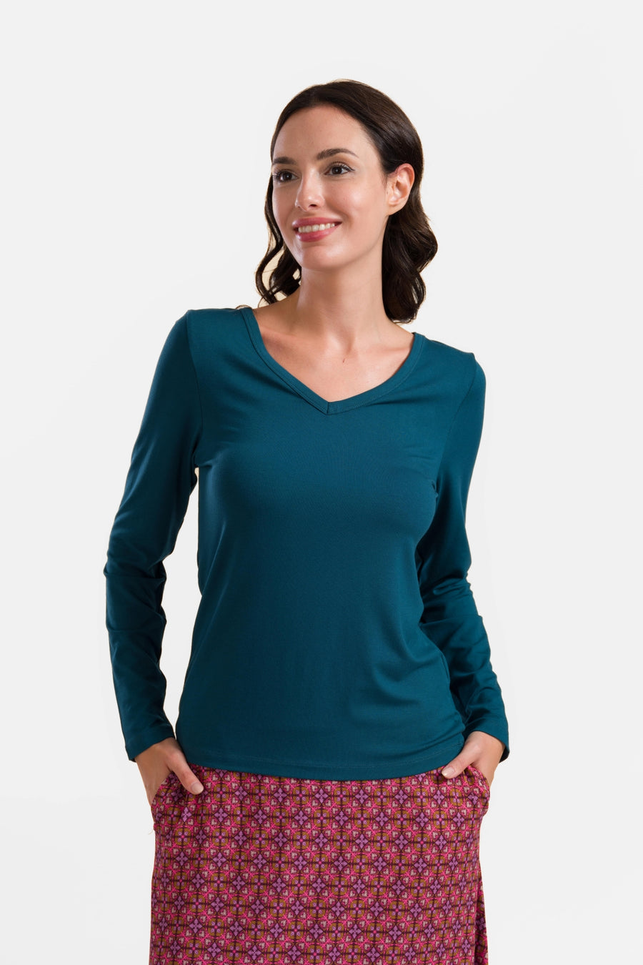 Lynn Top | Ecovero Plain Petrol