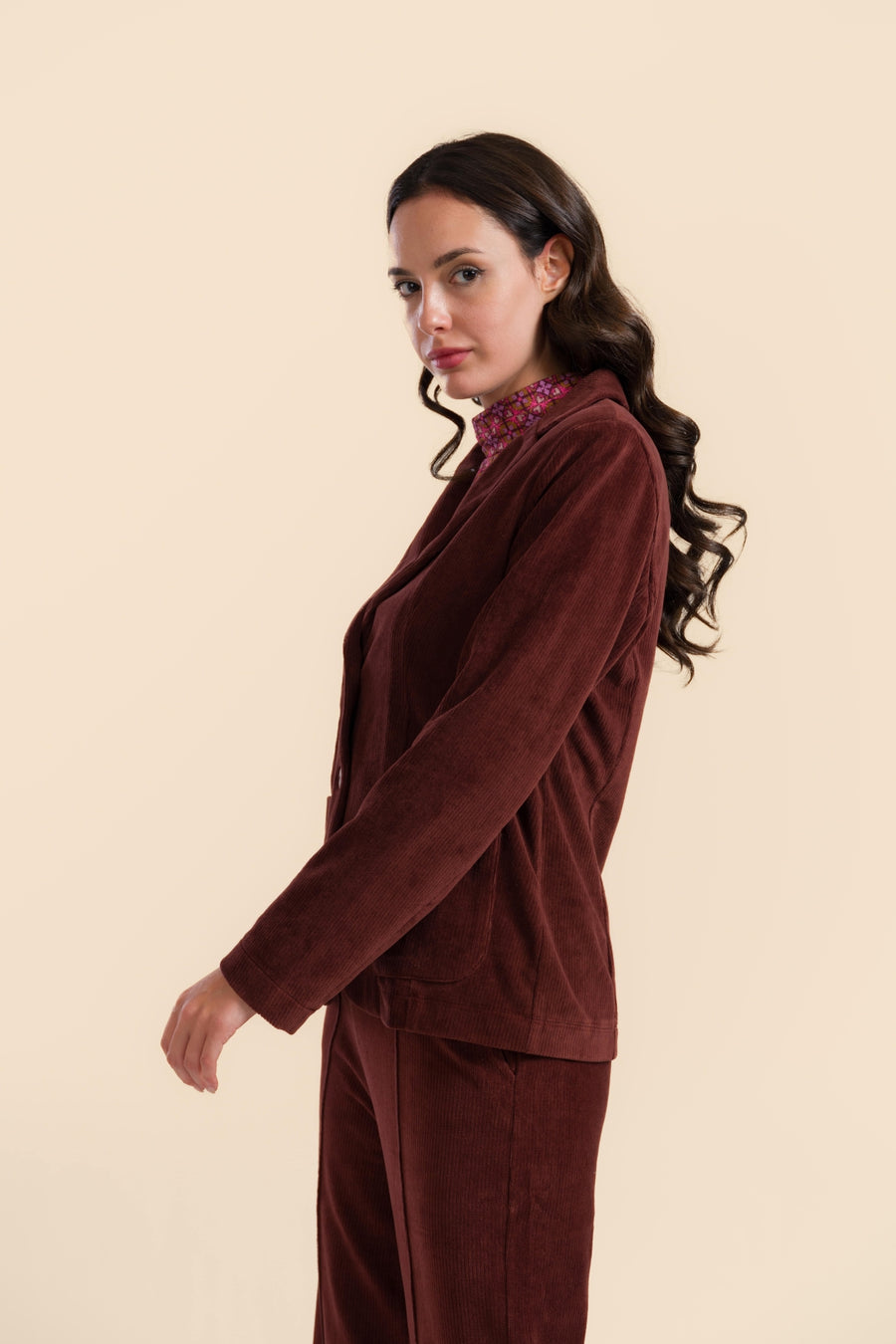Nova Blazer | Rib Velour Chocolate