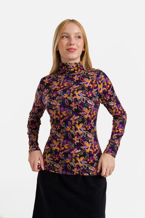 Ruby Top Ls | Bright Autumn Flowers