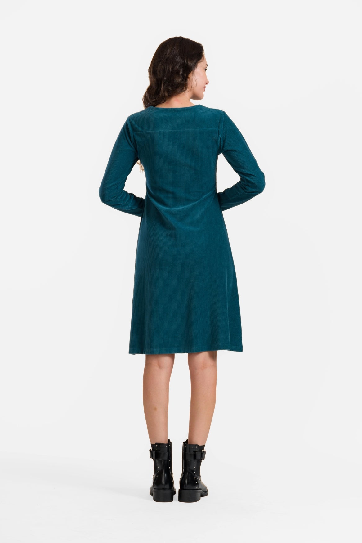 Sandra Kleid | Rib Velour Petrol