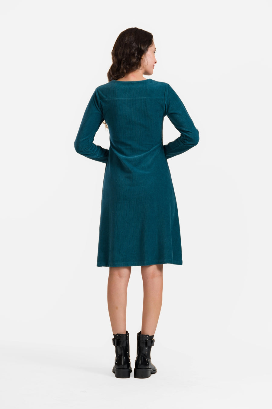 Sandra Kleid | Rib Velour Petrol