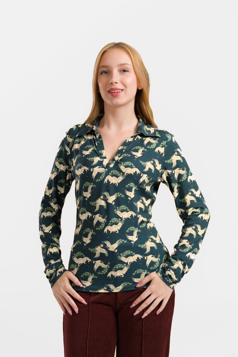 Suzy Langarmshirt | Crane Dance Petrol
