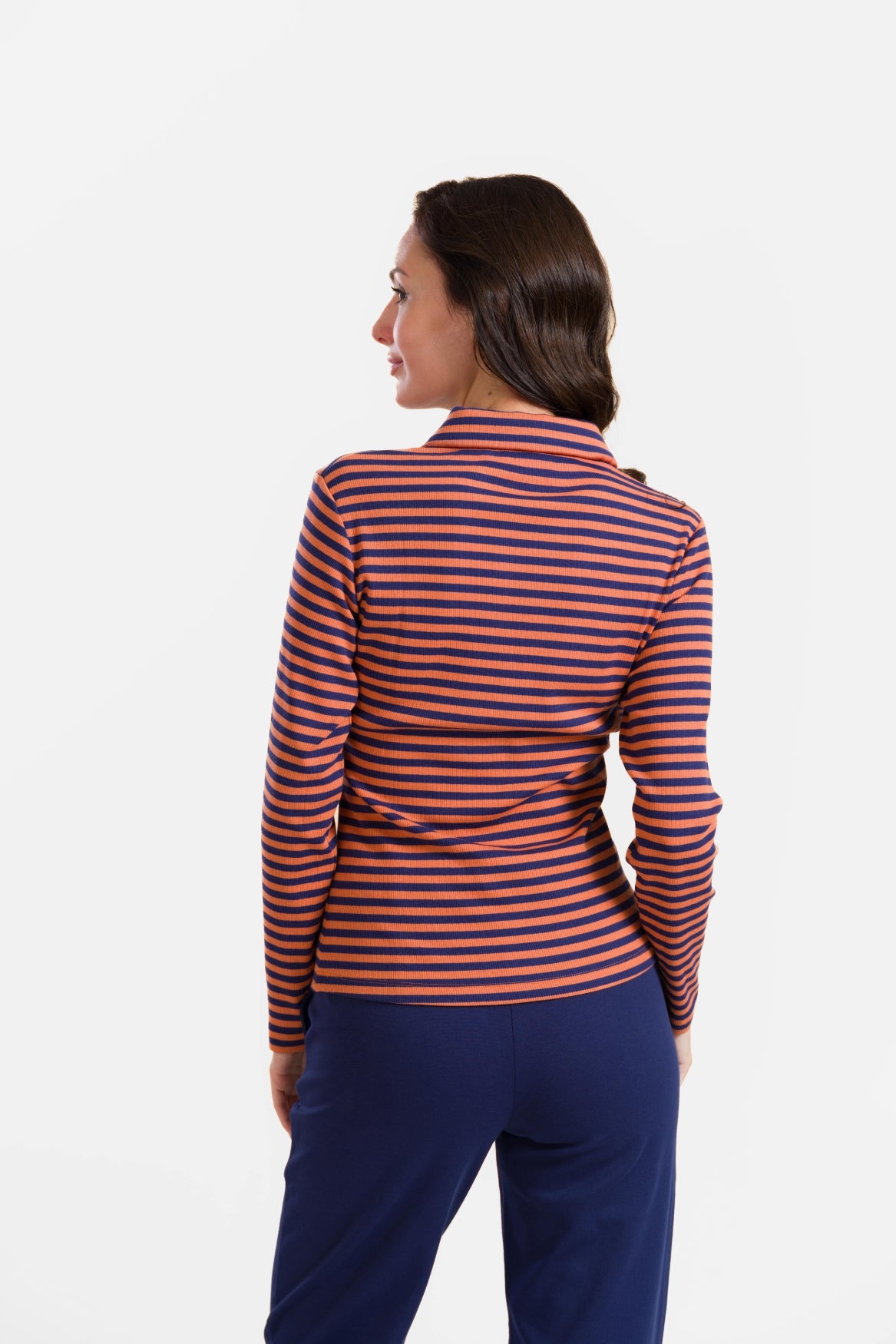 Suzy Langarmshirt | Marineblaue Streifen